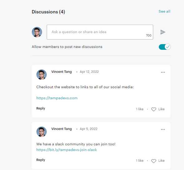 Meetup Page